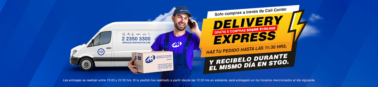 Delivery Express solo por compras a superior a $100.00 a través del call center