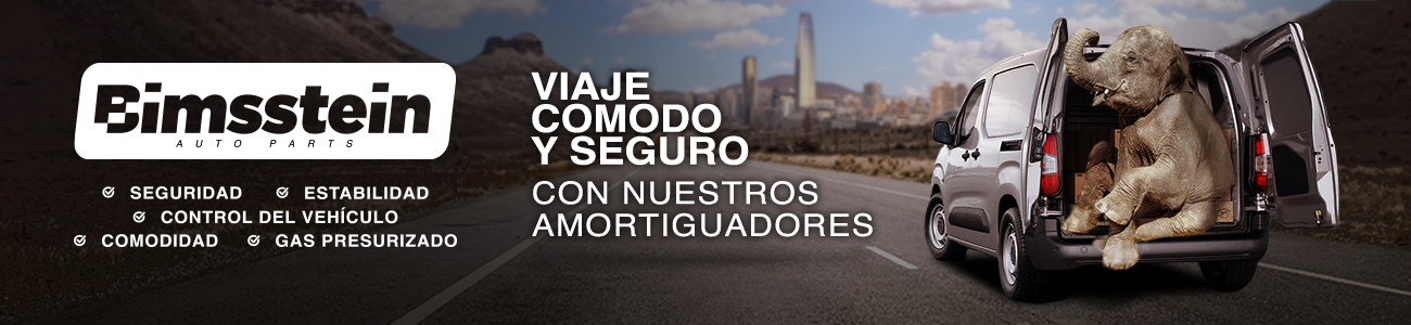 Viaje cómodo y sin sobresaltos con nuestros amortiguadores Bimsstein, delanteros y traseros.